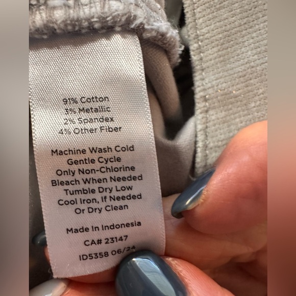 Talbots Women's Sparkle Stretch Corduroy Straight Leg Pants in Light Gray - Picture 11 of 11